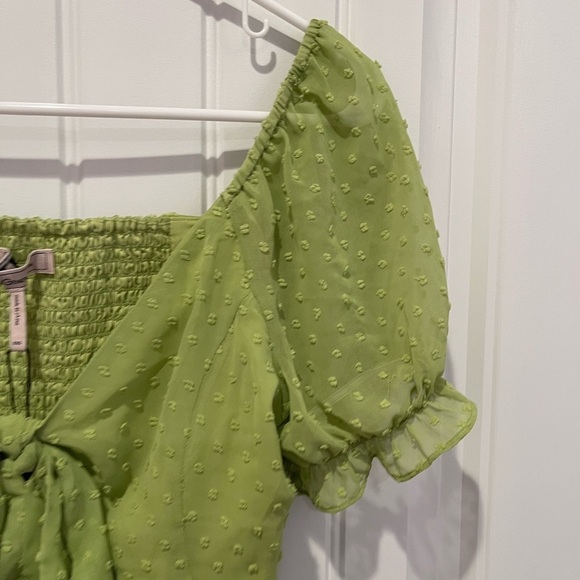 🧁BCBGeneration Puff Sleeve Tie Top Coquette Farm Boho Hippie Cottagecore Spring - Picture 4 of 12